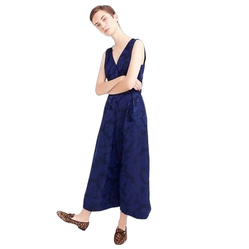 J. Crew Deep Blue Floral Jumpsuit